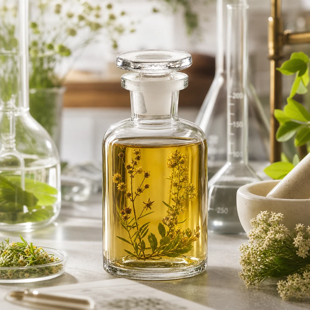 Botanische Ölflasche 50ml klar Rundschulter Glasstopfen Enghals für Naturprodukte