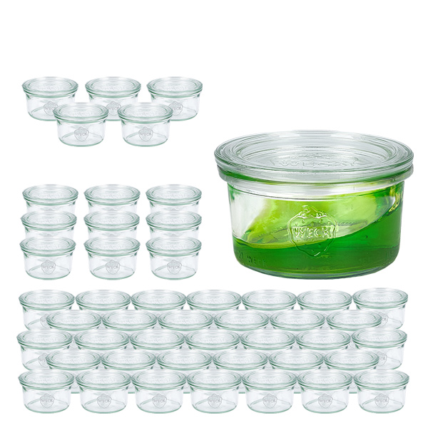 48er Set Weck Gläser 165ml Sturzglas mit 48 Glasdeckeln