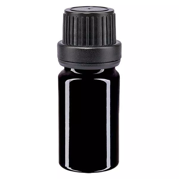 Apothekenflasche violett 5ml Tropfverschluss Giessring 2mm schwarz Originalitätsverschluss