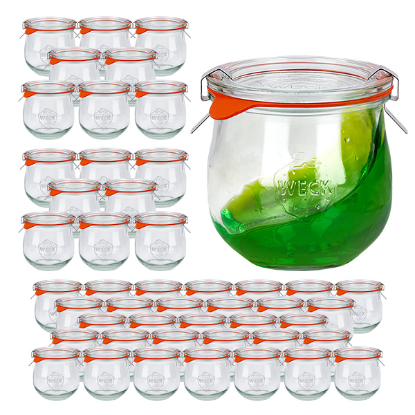 48er Set Weck Gläser 370ml Tulpenglas mit 48 Glasdeckeln, 48