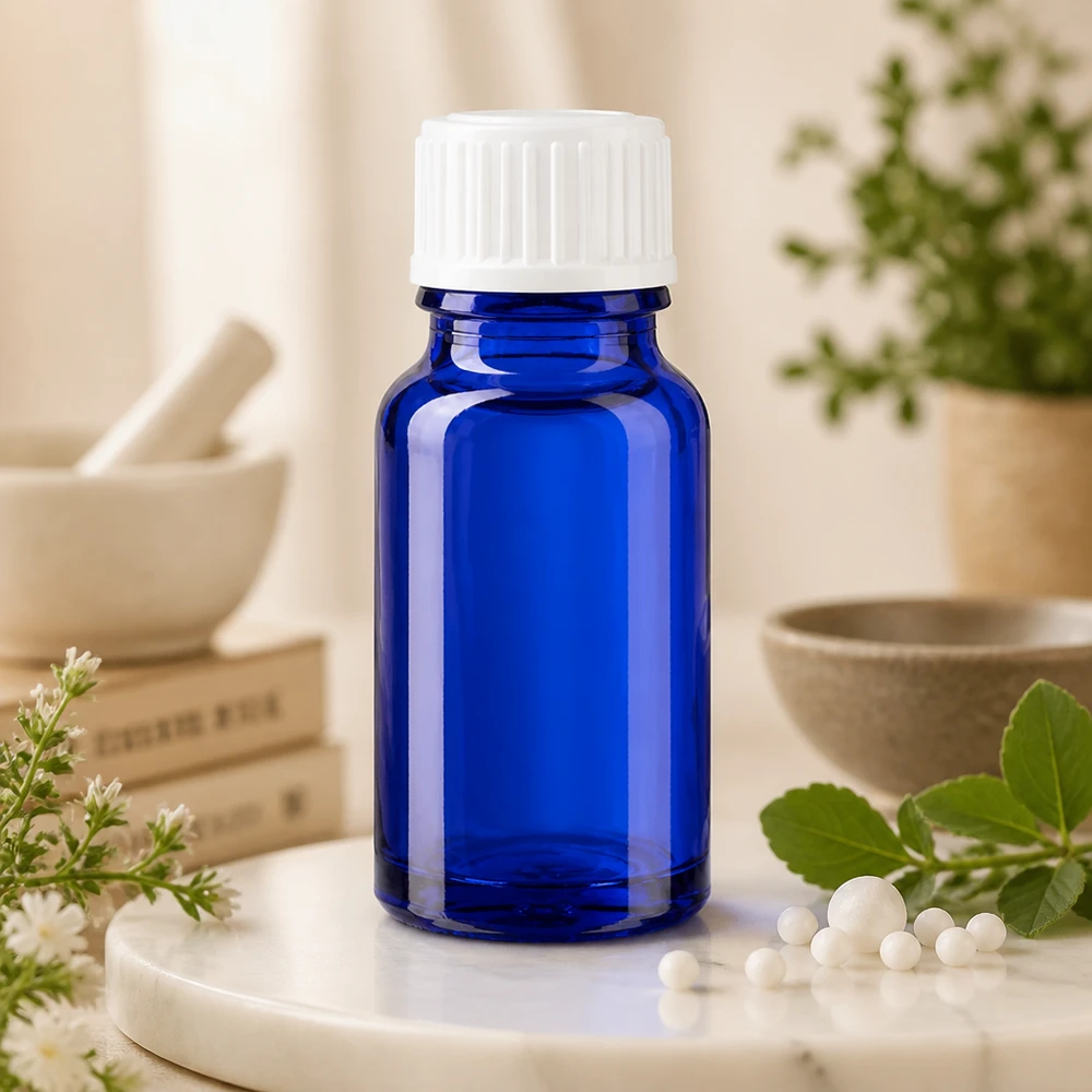 Apothekenflasche blau 10ml Schraubverschluss weiß Standard UV-Schutz Glasflasche 10ml blau weißer Schraubverschluss ideal für Naturheilkunde und Homöopathie