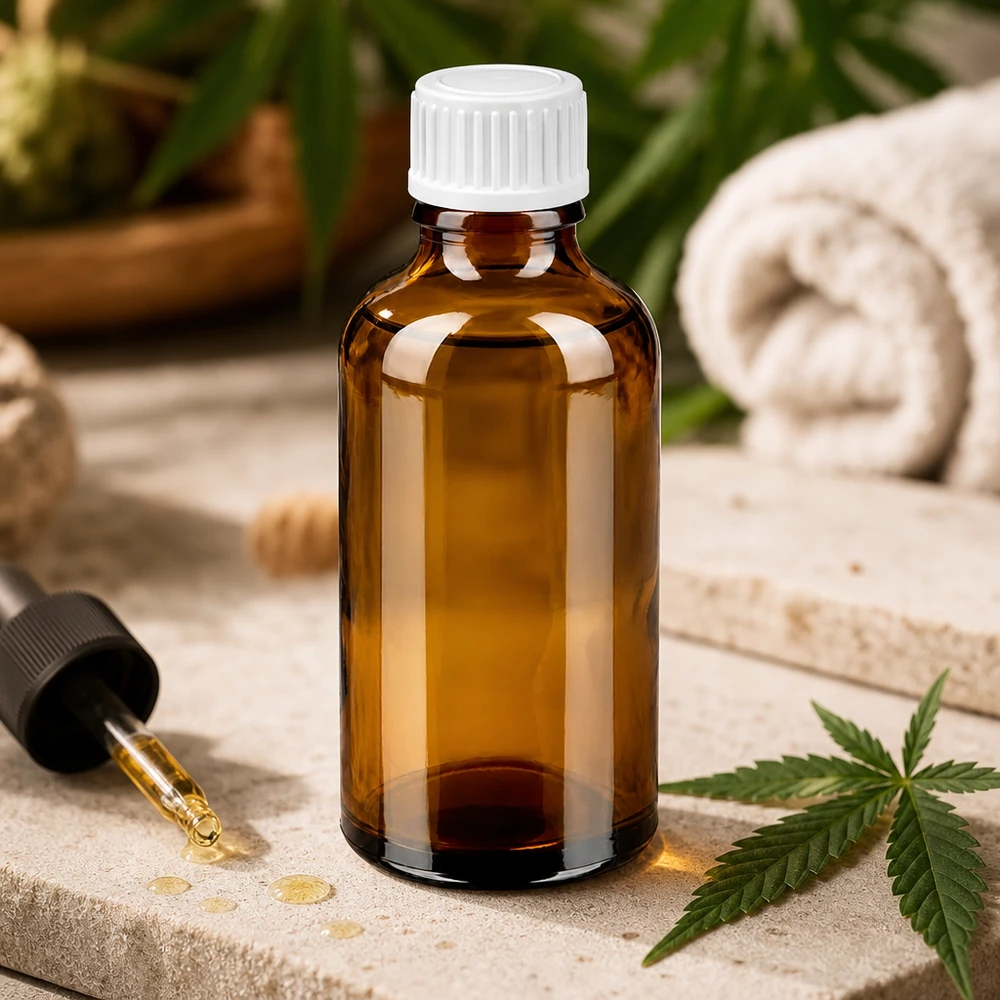Robuste Braunglas Tropfflasche 50ml mit langlebigem weißem Kunststoffverschluss für professionelle Nutzung