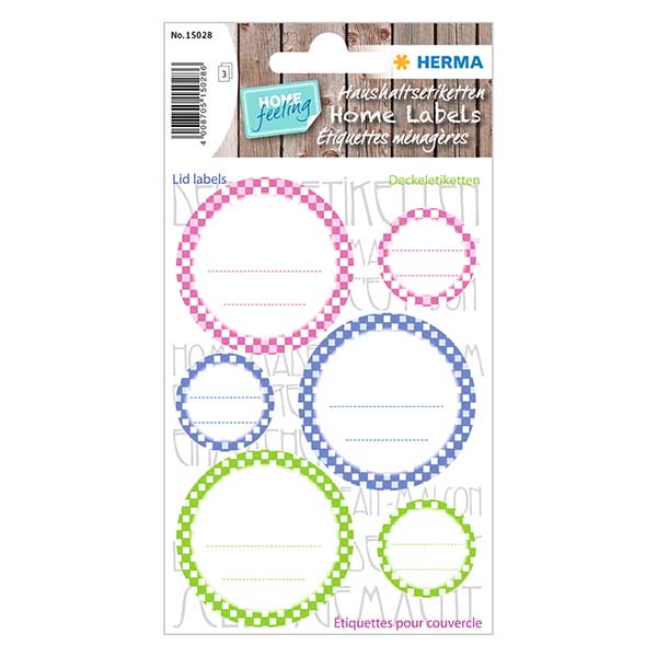 Deckeletiketten bunt (18 Aufkleber) ø24/44mm
