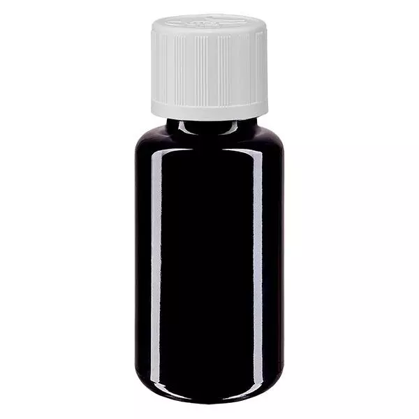 Apothekenflasche violett 20ml Tropfverschluss weiß Kindersicherung Standard Apothekenflasche violett 20ml Tropfverschluss weiß Kindersicherung Standard