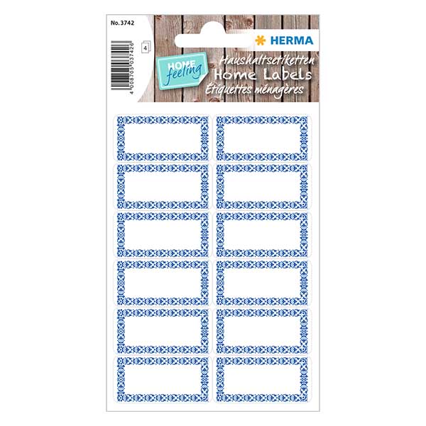 Küchenetiketten blau/weiß (48 Aufkleber)