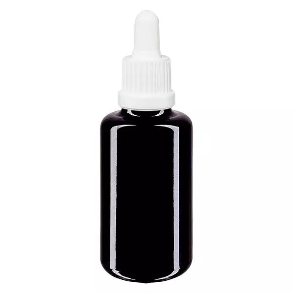 Apothekenflasche violett 30ml Pipette weiß Originalitätsverschluss Apothekenflasche violett 30ml Pipette weiß Originalitätsverschluss