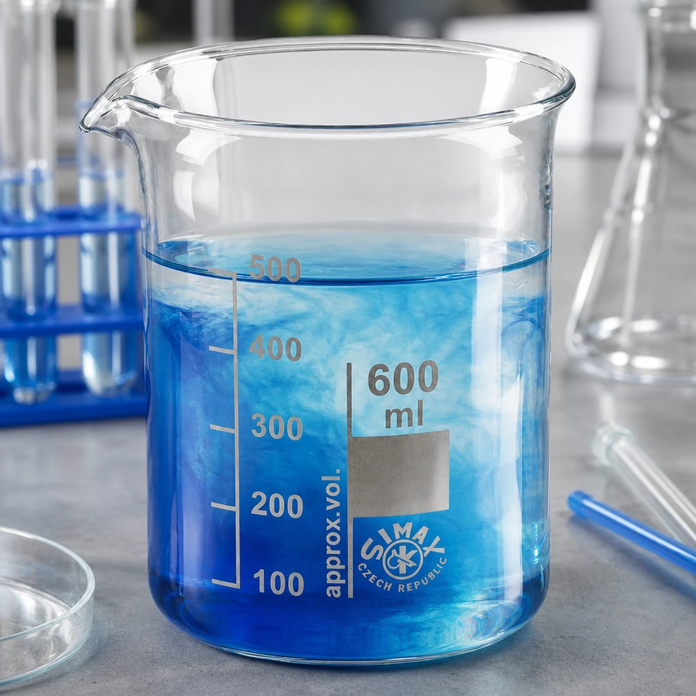 Becherglas 600ml Borosilikatglas, niedrige Form Vielseitiges Becherglas 600ml niedrige Form Borosilikatglas ideal für Schule Labor und Hobby