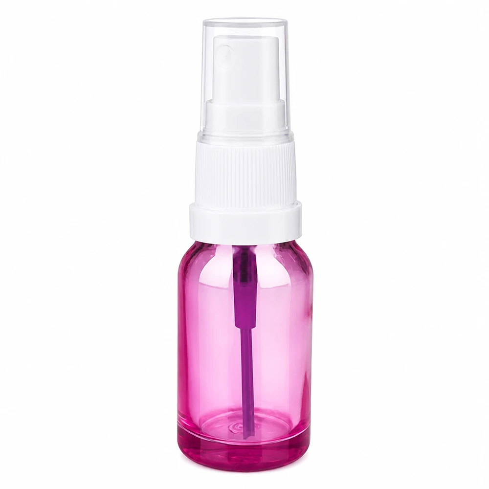 10ml Kunststoff-Sprayflasche in Violett-transparent mit weißem Sprühmechanismus STD UT18