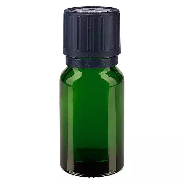 Apothekenflasche grün 10ml Tropfer Giessring 1mm schwarz Kindersicherung Blindenwarnsymbol Originalitätsverschluss