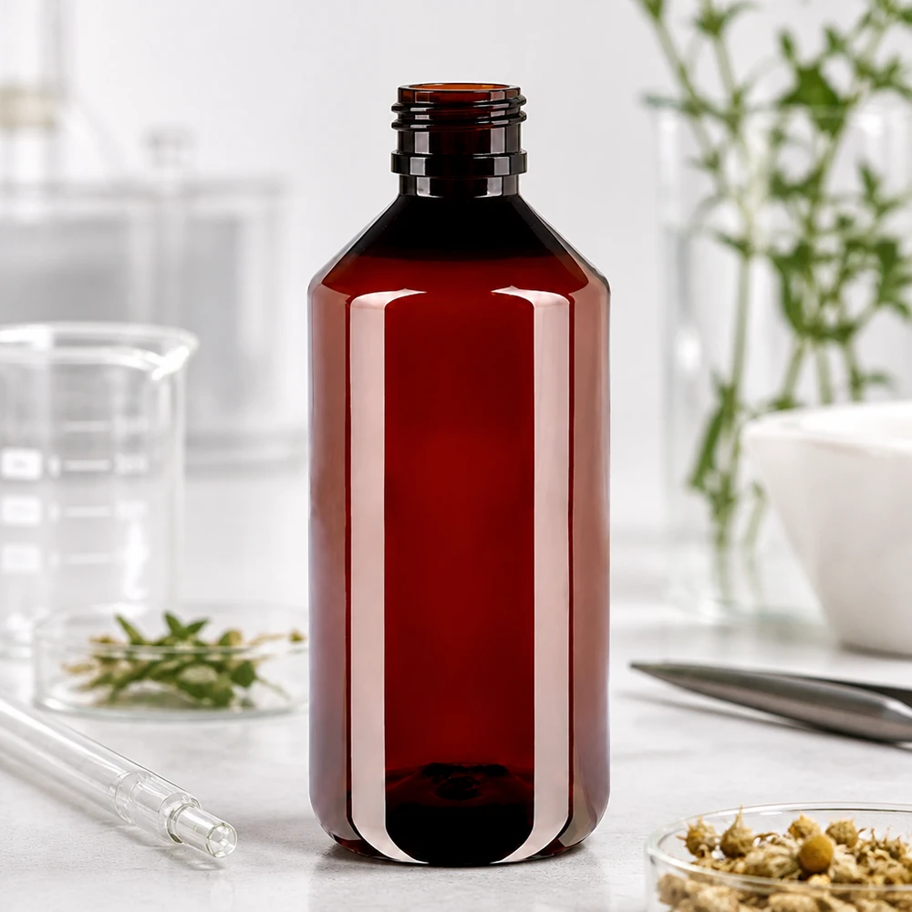 Robuste braune Kunststoffflasche 1000ml PET UV-geschützt für medizinische Flüssigkeiten