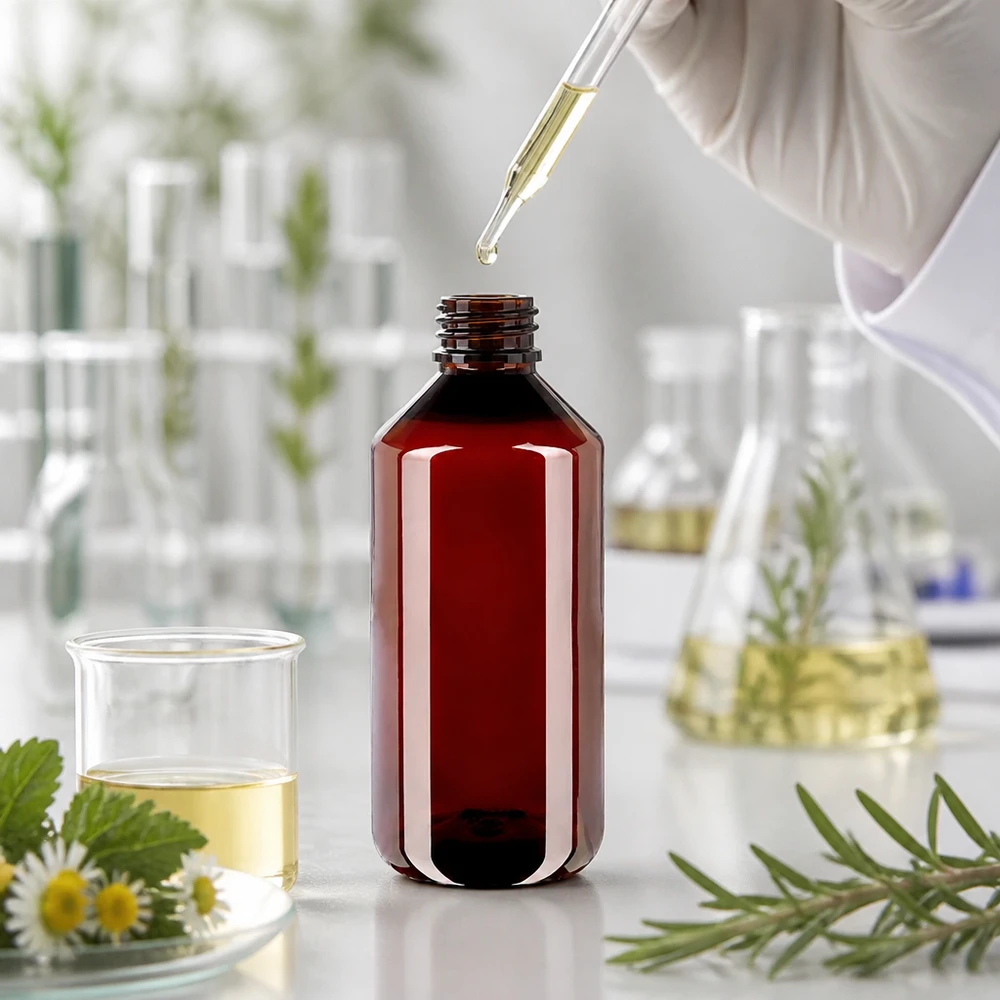 PET Flasche 1000ml mit grünem Verschluss Originalitätsverschluss Braune Kunststoffflasche 1000ml UV-beständig für flüssige Naturprodukte geeignet