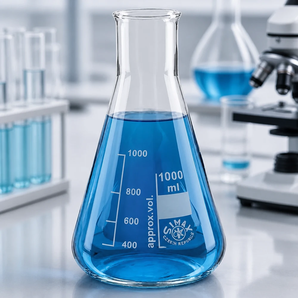 Erlenmeyerkolben 100ml Weithals Erlenmeyerkolben 100ml Weithals ermöglicht sicheres Mischen ohne Spritzer dank konischer Form