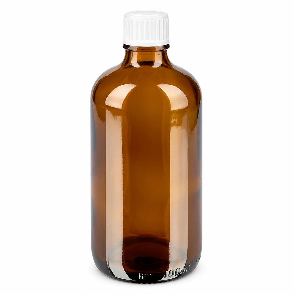 Apothekenflasche braun 100ml Schraubverschluss weiß Standard Pharmaflasche Braunglas 100ml mit UV-Schutz und weißem Standardverschluss