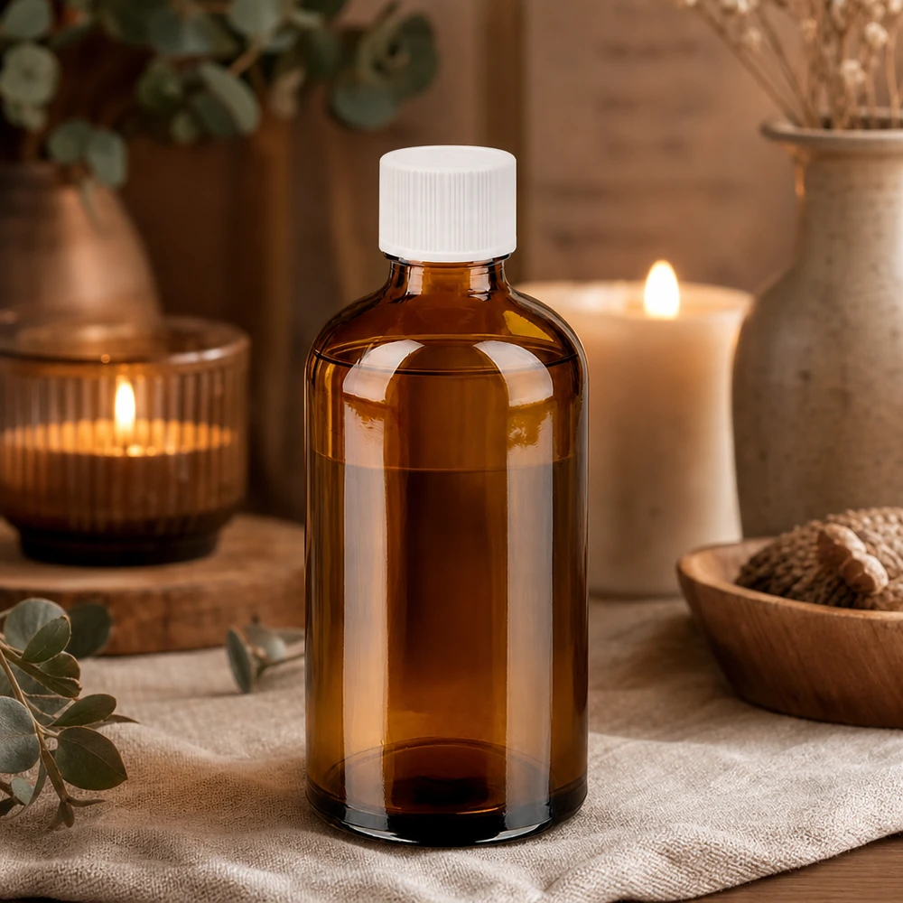 100ml Flasche 11mm Schraubverschluss weiß Standard BrownLine UT18/100 Robuste 100ml Glasflasche in Bernsteinfarbe mit weißem Schraubverschluss für Labor und Haushalt