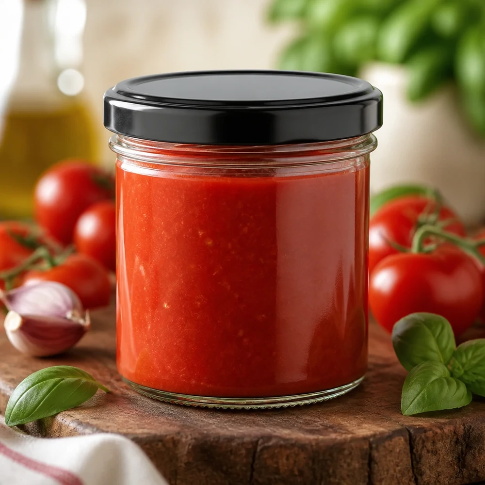 125ml Sturzglas 24er-Set mit Deckel (Deckelfarbe: schwarz) UNiTWIST Sturzglas 125ml UNiTWIST für selbstgemachte Tomatensoße schwarzer Metalldeckel hitzebeständig