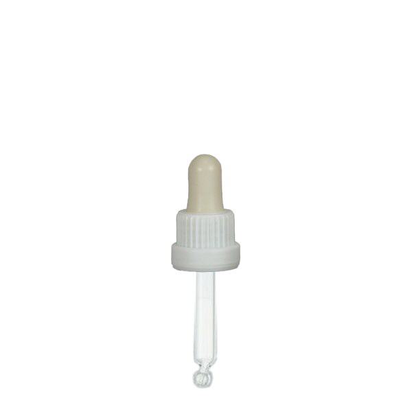 Glas-Tropfpipette weiß/weiß 18mm PL53.5 Originalitätsverschluss