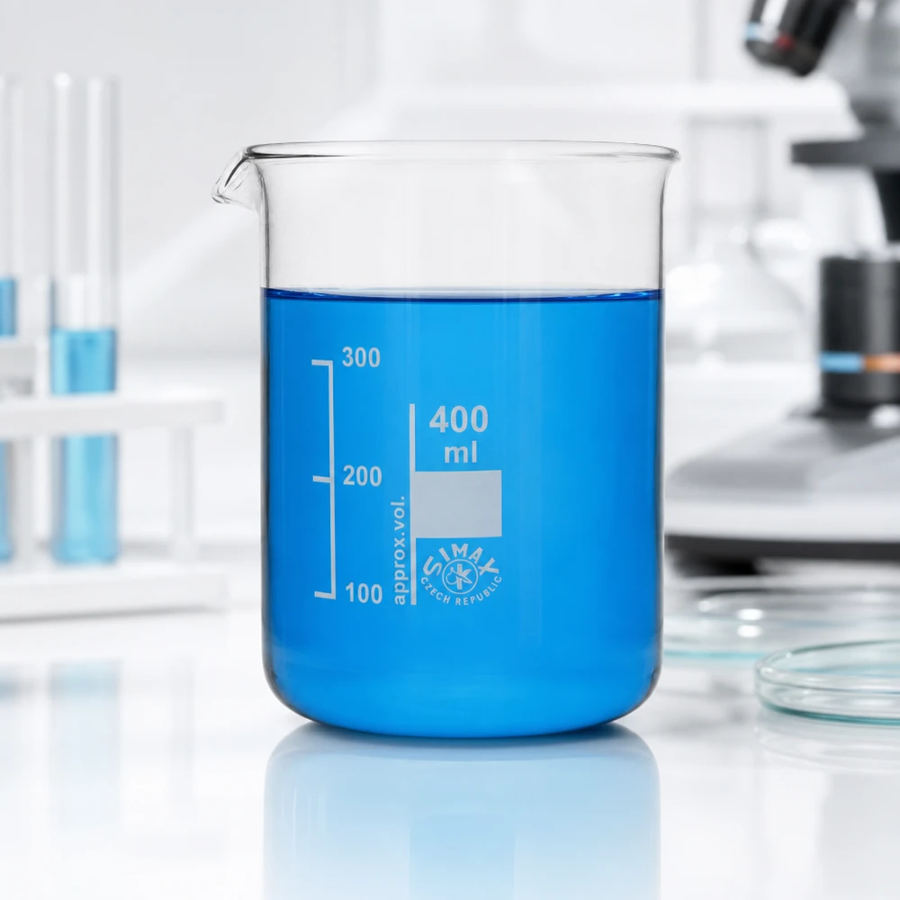 Becherglas 400ml Borosilikatglas, niedrige Form Wissenschaftliches Becherglas 400ml mit Milliliter-Markierung aus temperaturbeständigem Glas