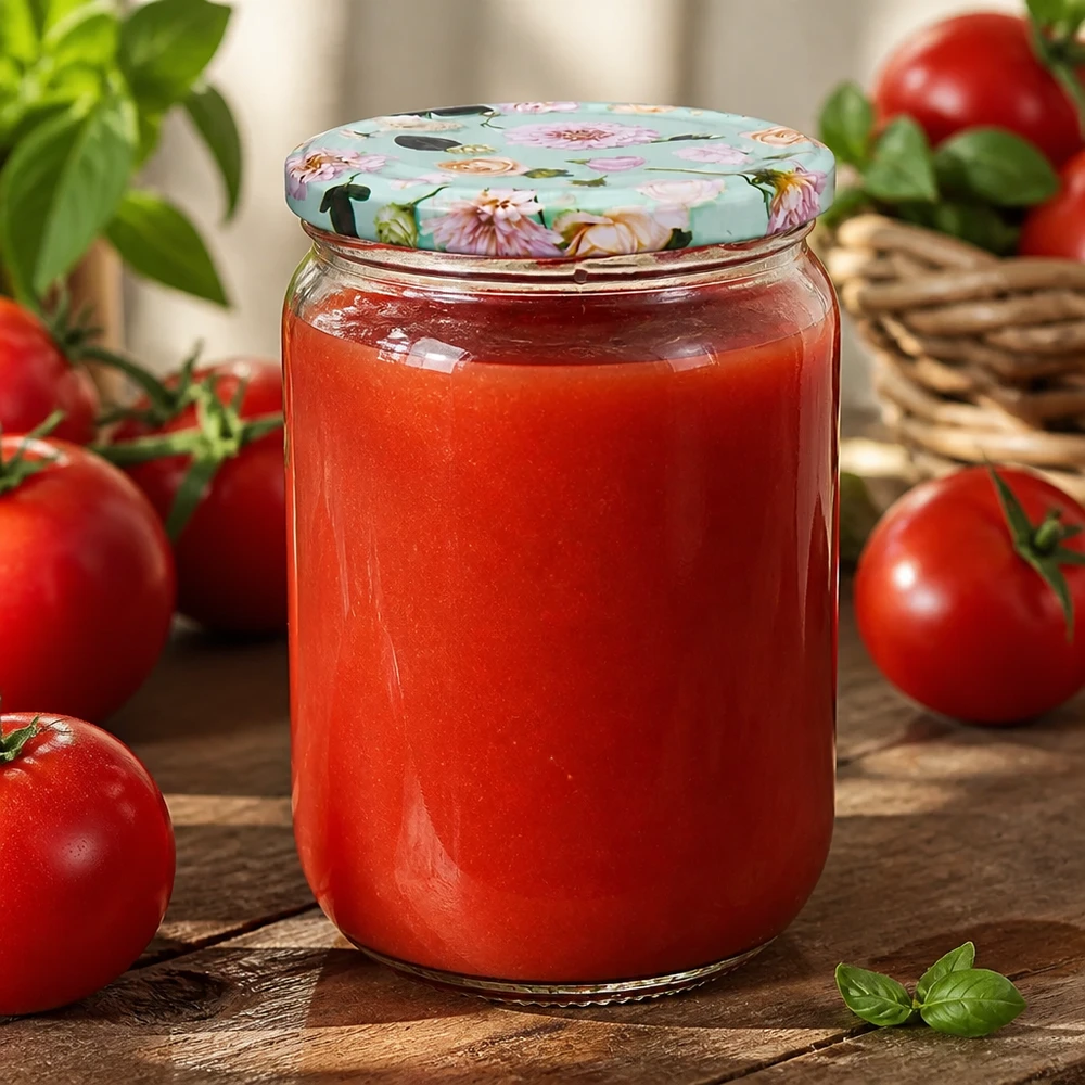 Klarglas 555ml UNiTWIST Blumendeckel mint BasicSeal zum Haltbarmachen von Tomaten geeignet