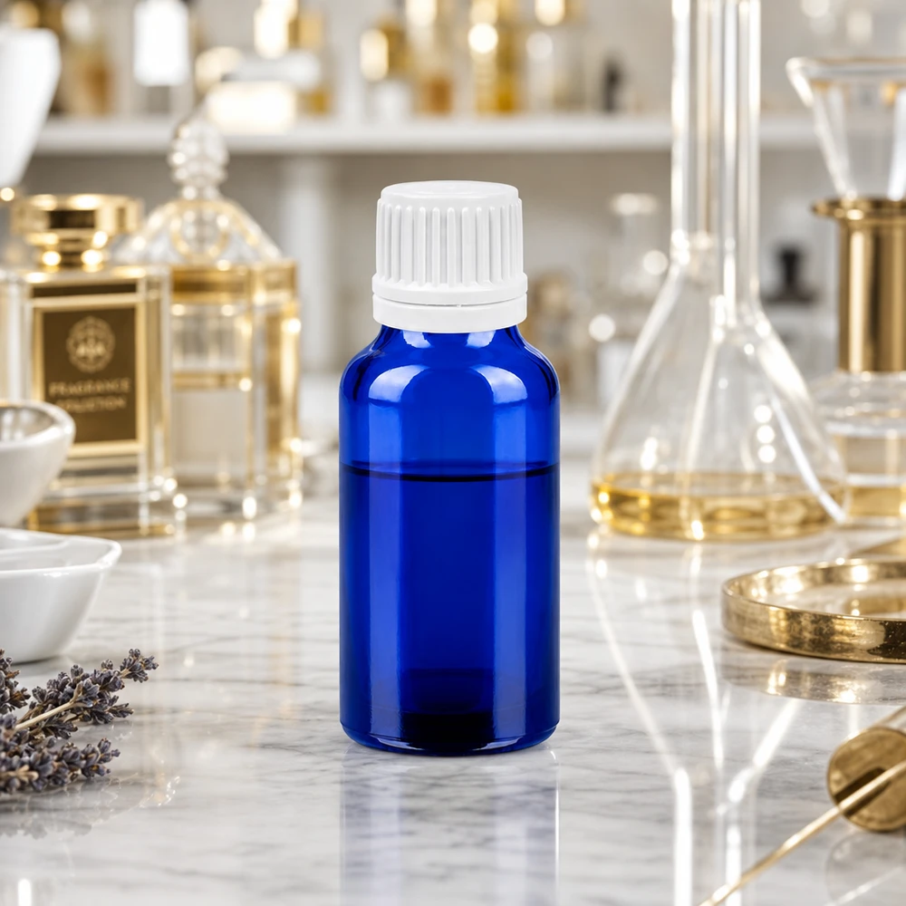 20ml Flasche 11mm Schraubverschluss weiß Originalitätsverschluss BlueLine UT18/20 Lichtgeschützte blaue Glasflasche 20ml mit OV-Verschluss für optimale Wirkstoffkonservierung