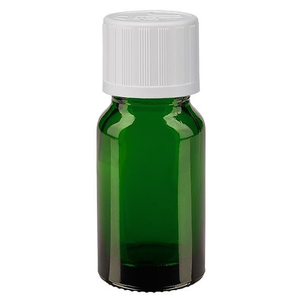 Apothekenflasche grün 10ml Tropfverschluss weiß Kindersicherung Standard Apothekenflasche grün 10ml Tropfverschluss weiß Kindersicherung Standard