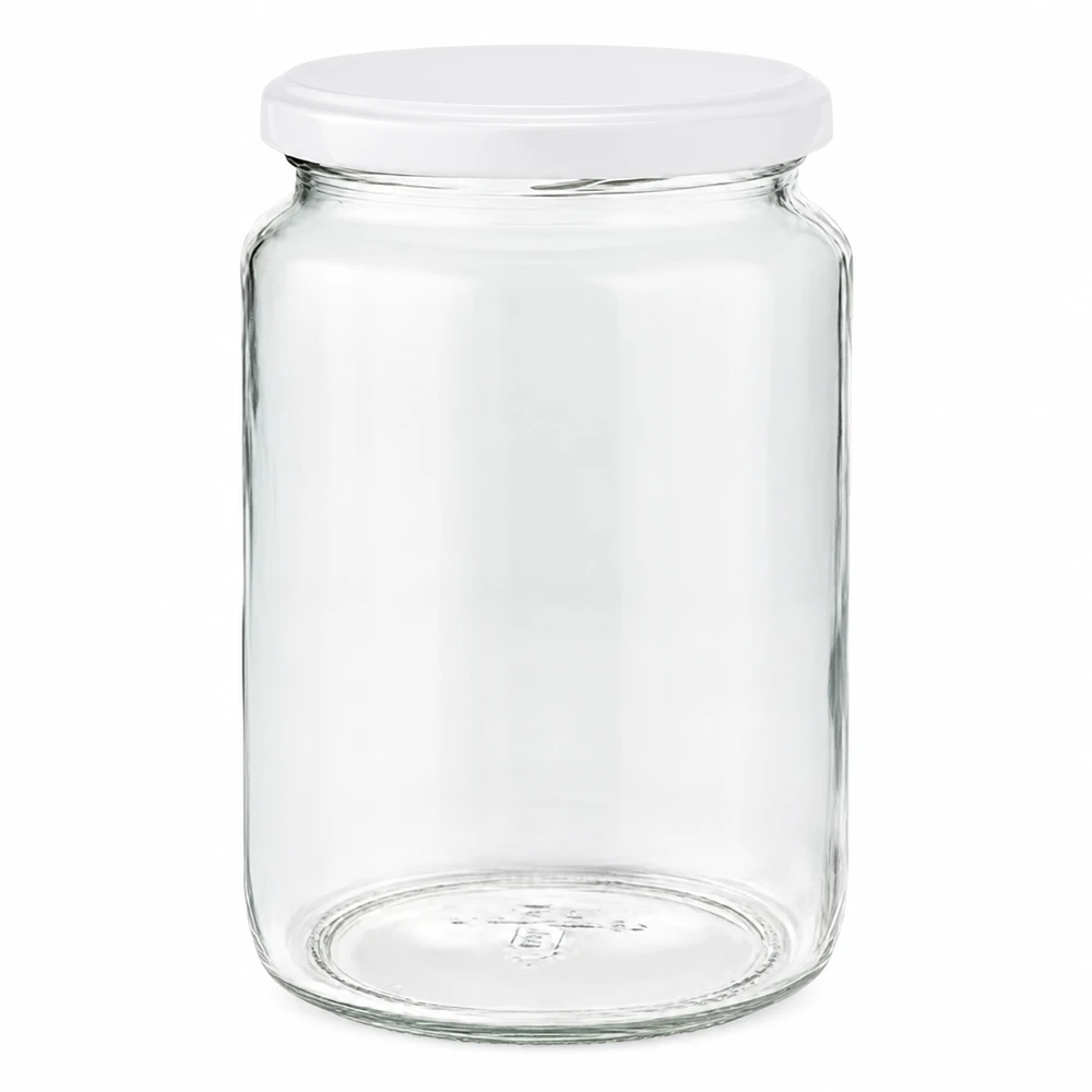 795ml Rundglas mit weißem BasicSeal Deckel UNiTWIST - leeres Einmachglas aus klarem Glas für Aufbewahrung