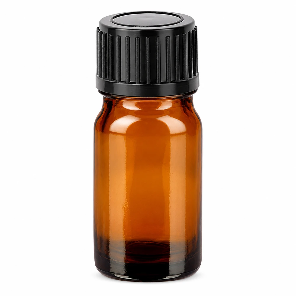 Professionelle 5ml Flasche aus getöntem Glas mit schwarzem Schraubdeckel für Laboranwendungen