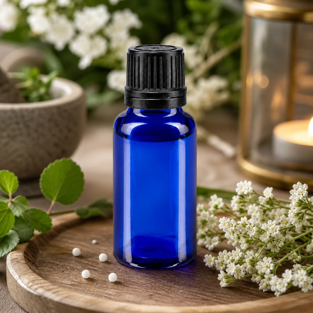 Apothekenflasche blau 20ml Tropfverschluss Giessring 1mm schwarz Originalitätsverschluss Medizinische Tropfflasche 20ml Blauglas mit 1mm Einsatz für ätherische Öle und Tinkturen
