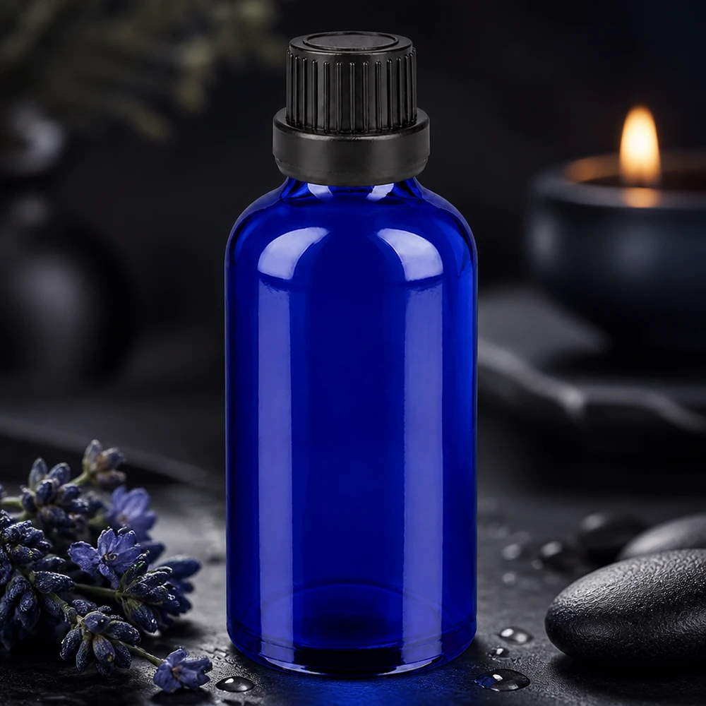 Medizinflasche 50ml aus kobaltblauem Glas mit kindersicherem Verschluss für Tinkturen