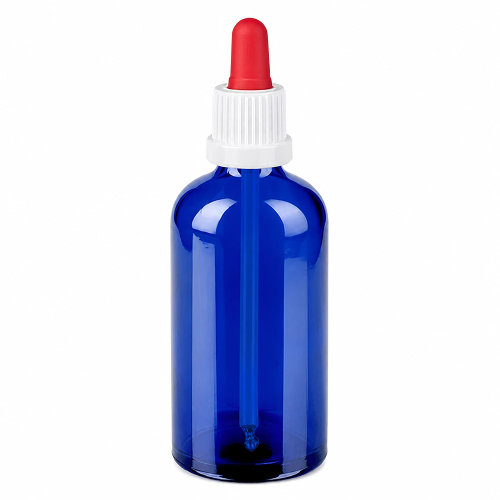 100ml blaue Glasflasche mit Tropfpipette - optimaler Schutz und kontrollierte Abgabe