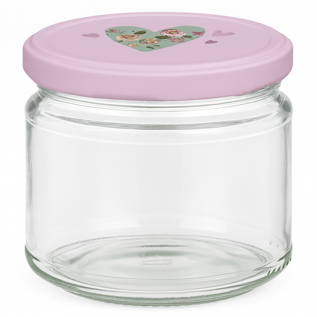 330ml Rundglas + BasicSeal Deckel Herz rosa UNiTWIST