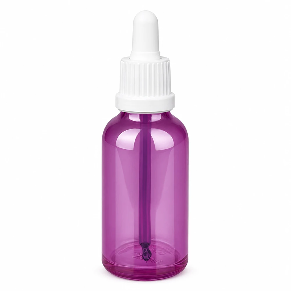 30ml Pipettenflasche weiss Originalität Schraubverschlusserschluss PurpleLine UT18/30 PurpleLine Pipettenflasche 30ml transparent lila perfekt für DIY Kosmetik und Aromatherapie