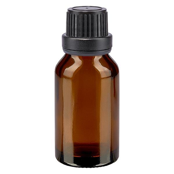 Apothekenflasche braun 15ml Tropfverschluss Giessring 2mm schwarz Originalitätsverschluss Apothekenflasche braun 15ml Tropfverschluss Giessring 2mm schwarz Originalitätsverschluss