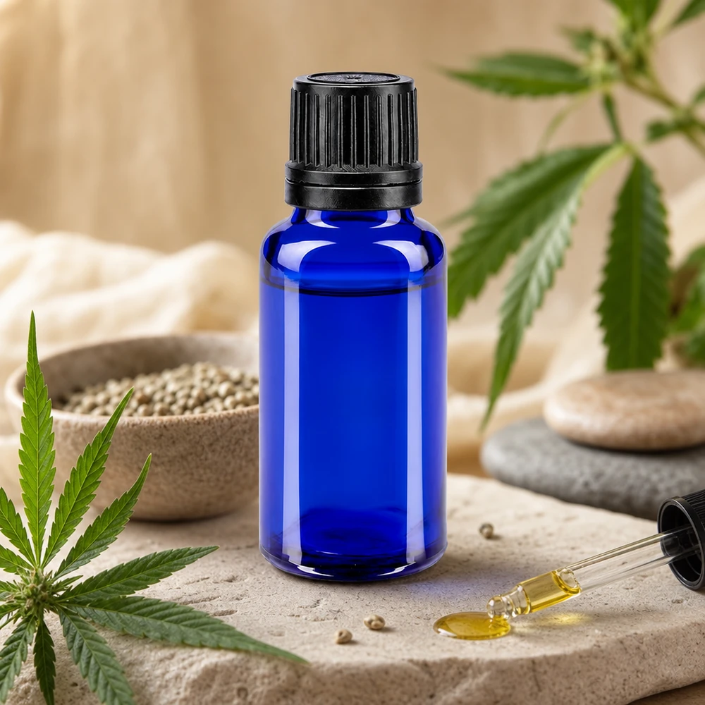 Apothekenflasche blau 20ml Tropfverschluss weiß 0.8mm Standard Apothekerflasche 20ml in Blau mit schwarzem Schraubdeckel ideal für Naturheilkunde und Aromatherapie