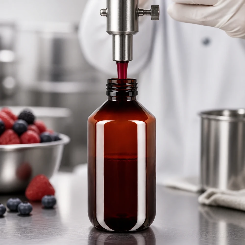 Hochwertige braune 500ml PET Flasche mit Originalverschluss im professionellen Abfüllbetrieb