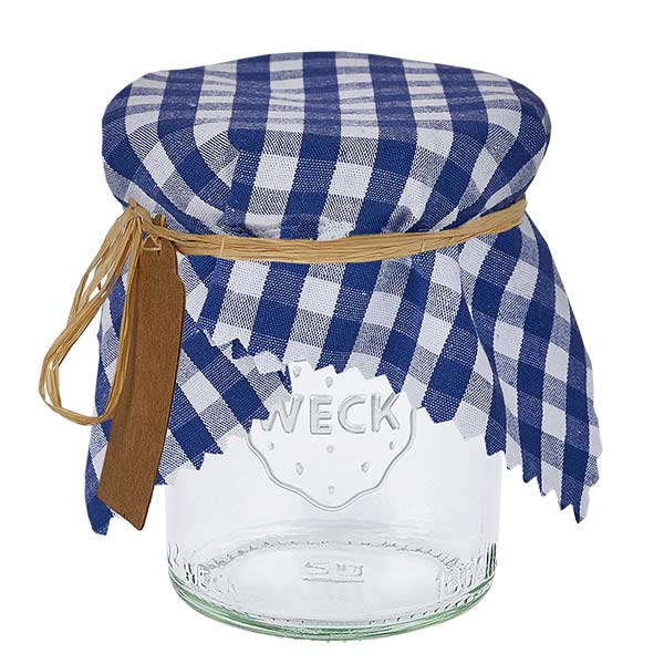 Stoff Schmuckdeckchen blau-kariert 15cm eckig