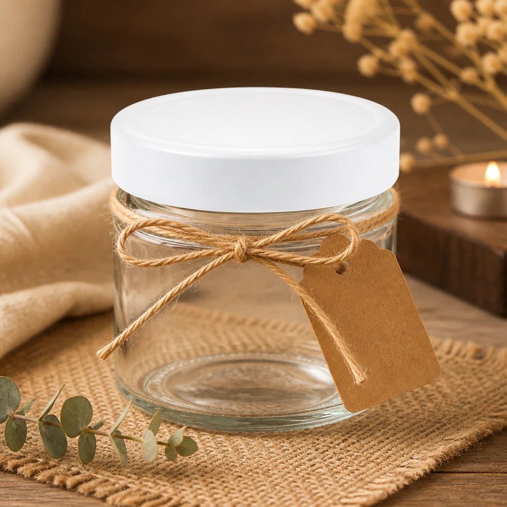 135ml Rundglas 24er-Set mit Deckel (Deckelfarbe: weiss) – UNiTWIST UNiTWIST 135ml Rundglas mit Deckel in Weiß perfekt als DIY Geschenkglas oder Gutscheinverpackung
