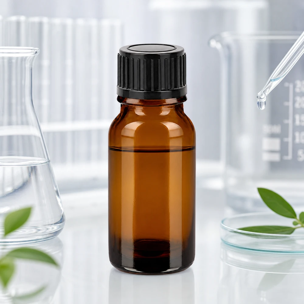 10ml Laborflasche mit lichtschützendem Braunglas und sicherem schwarzen Schraubverschluss