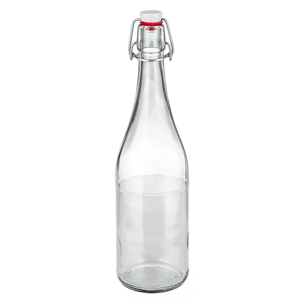 750ml Glasflasche und Bügelverschluss PVC UNiTWIST 750ml Glasflasche mit Bügelverschluss PVC UNiTWIST transparent leer stehend Produktfoto