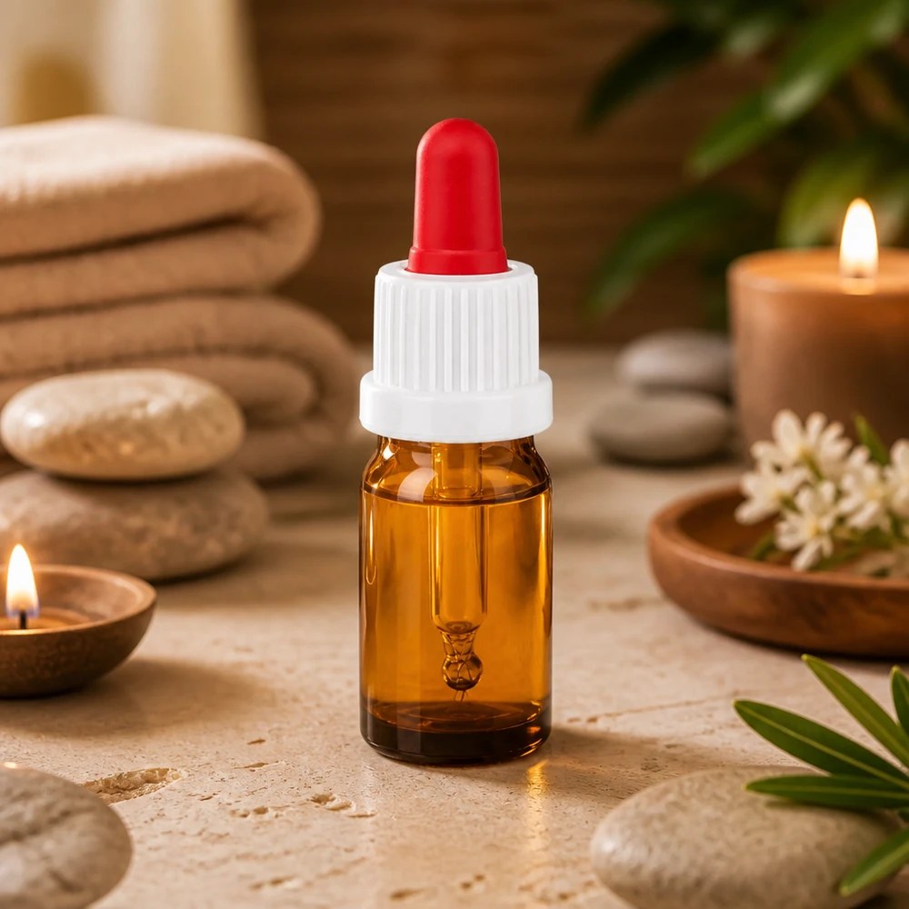 5ml Pipettenflasche weiß/rot Originalitätsverschluss BrownLine UT18/5 Pharmazeutische 5ml Glasflasche mit roter Silikonpipette für professionelle Anwendung