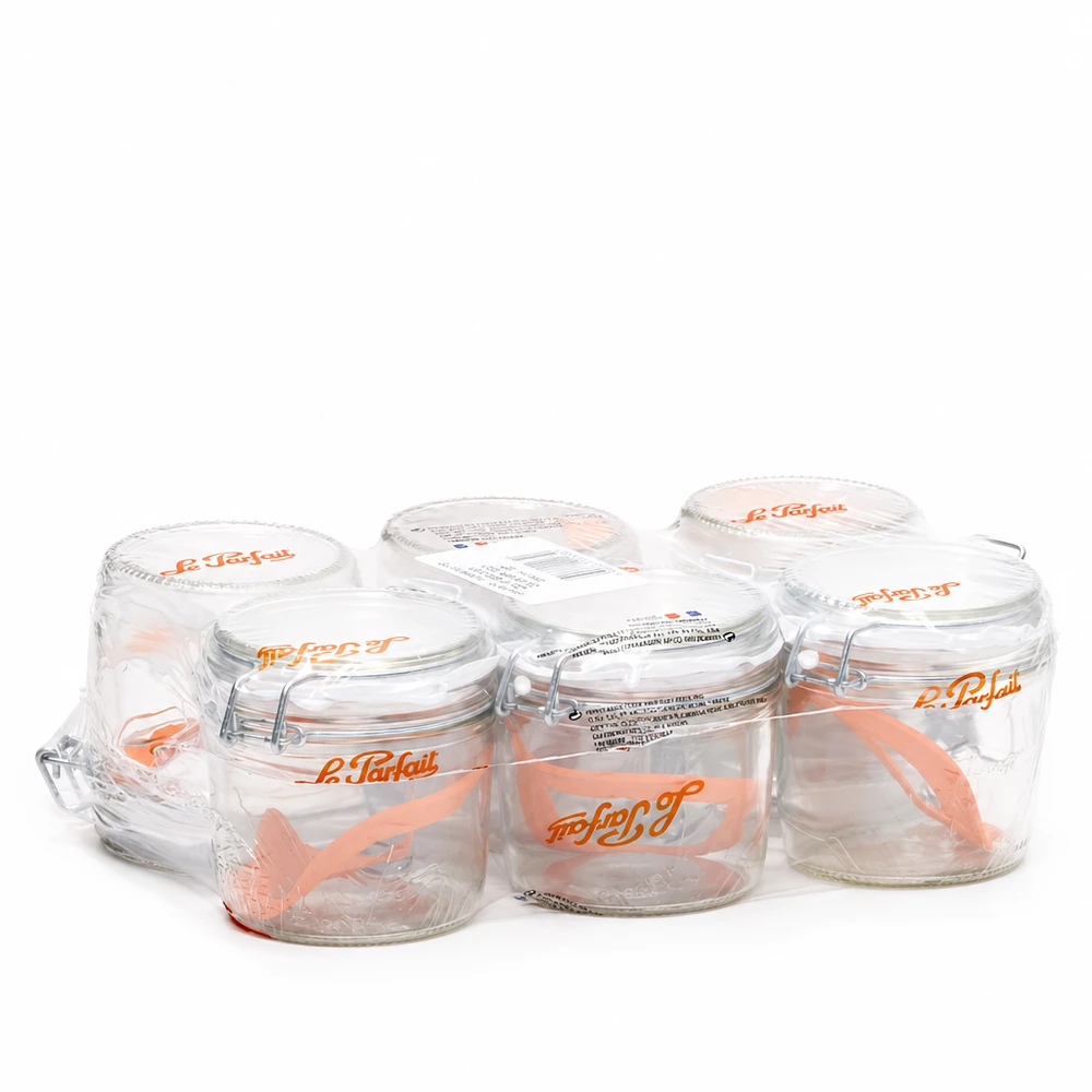 415ml Sturzglas Familia Wiss mit 2-teiligem Deckelsystem von Le Parfait im 6er Set in Plastikverpackung