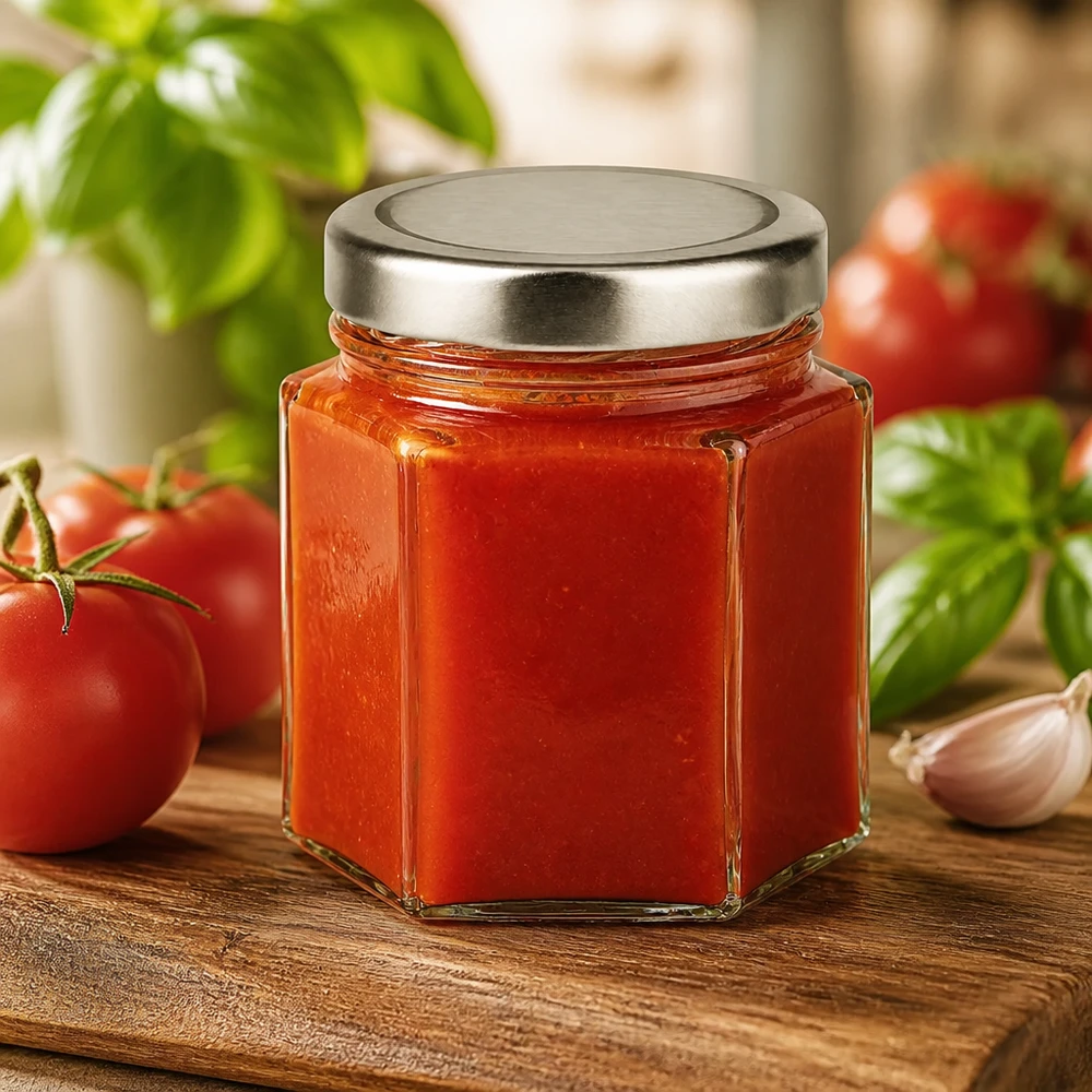 UNiTWIST 47ml Hexaglas Twist-off Deckel silber ideal zum Einkochen von Tomatensoße