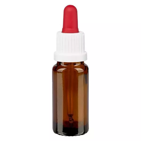 Apothekenflasche braun 10ml Pipette weiß/rot Originalitätsverschluss