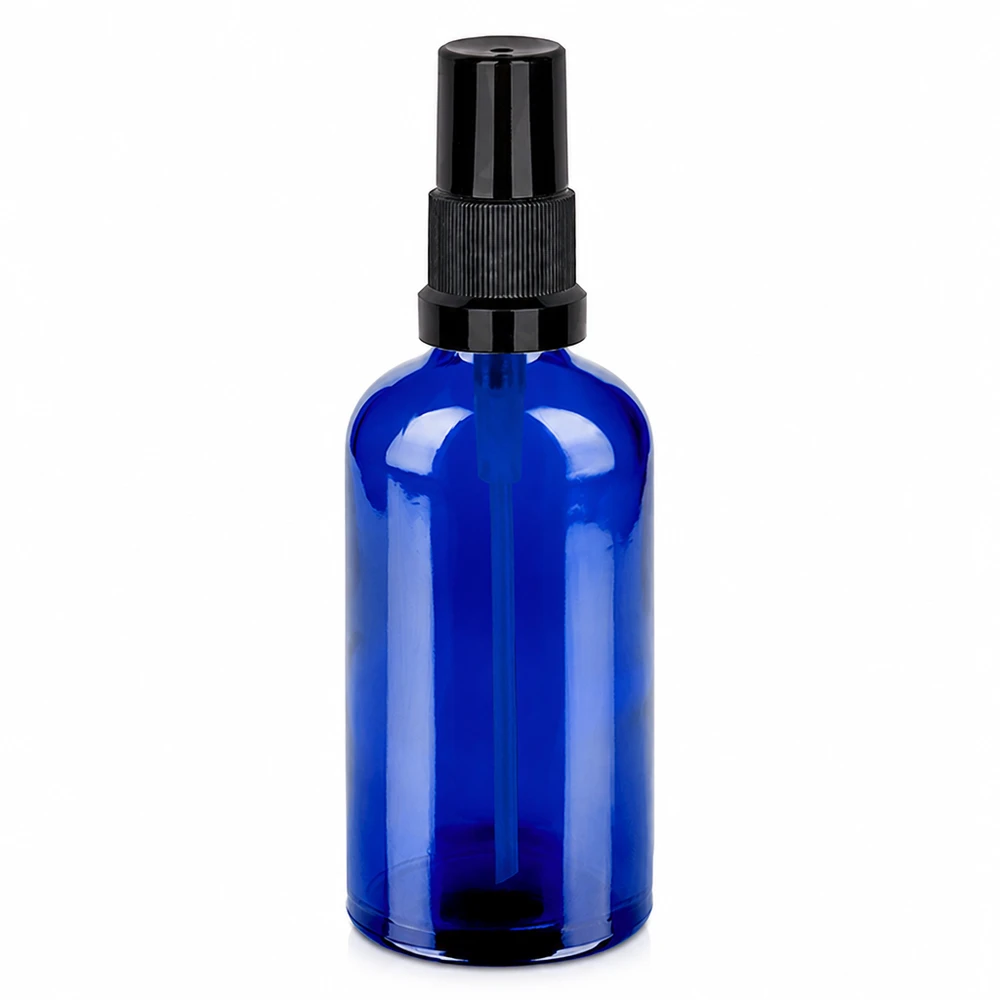 100ml Sprayflasche schwarz Standardverschluss BlueLine UT18/100 Kompakte 100ml Glassprayflasche blau mit schwarzem Zerstäuber - BlueLine UT18/100