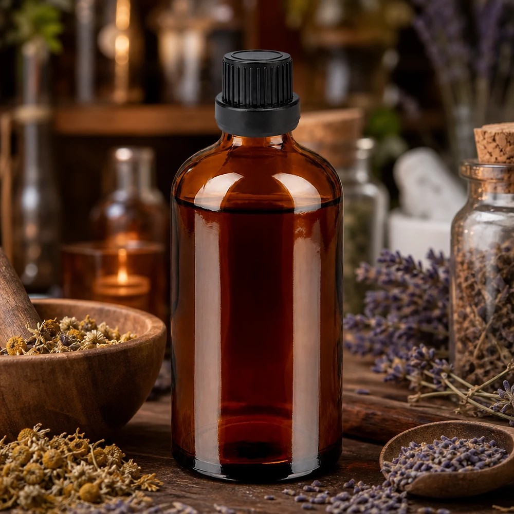 100ml Tropfflasche 2mm schwarz Originalitätsverschluss BrownLine UT18/100 Handliche Tropfflasche 100ml aus UV-schützendem Braunglas für sichere Aufbewahrung von Tinkturen