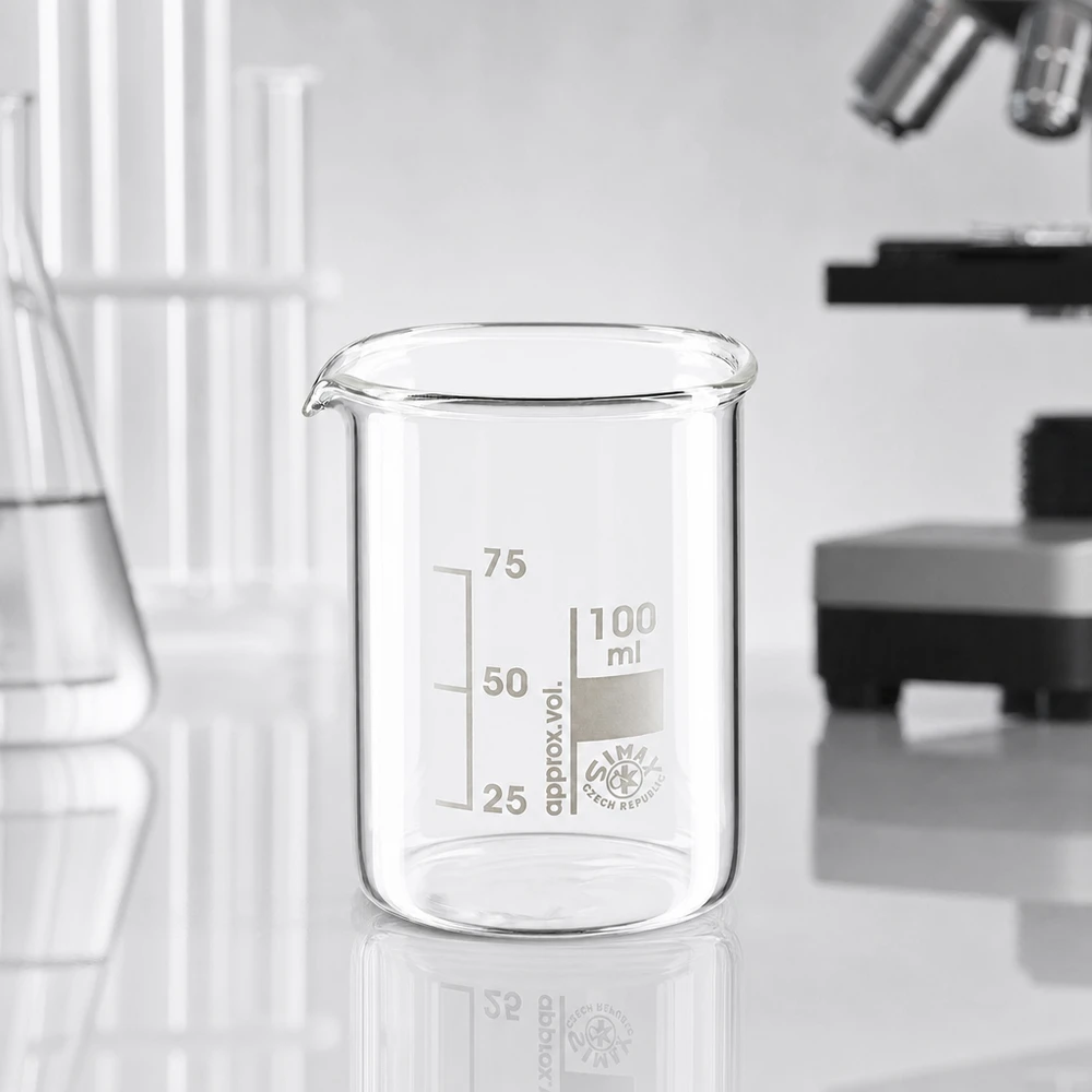 Dickwandiges Becherglas 100ml niedrige Form aus temperaturbeständigem Borosilikatglas
