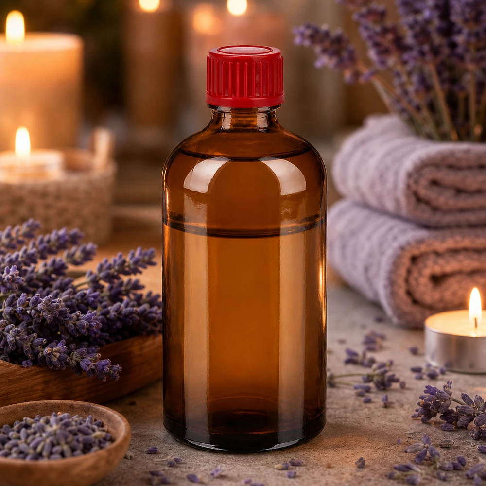 Praktische Braunglasflasche 100ml mit dichtem roten Verschluss für Naturheilkunde und Homöopathie