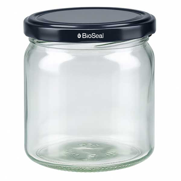 408ml Rundglas mit BioSeal Deckel schwarz UNiTWIST