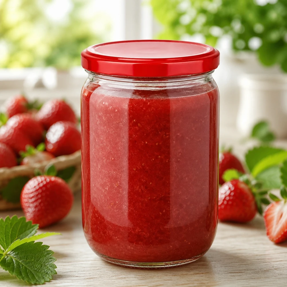 555ml Rundglas + BasicSeal Deckel rot UNiTWIST Großes 555ml Vorratsglas UNiTWIST mit rotem BasicSeal Deckel perfekt für Marmeladen und Fruchtaufstriche