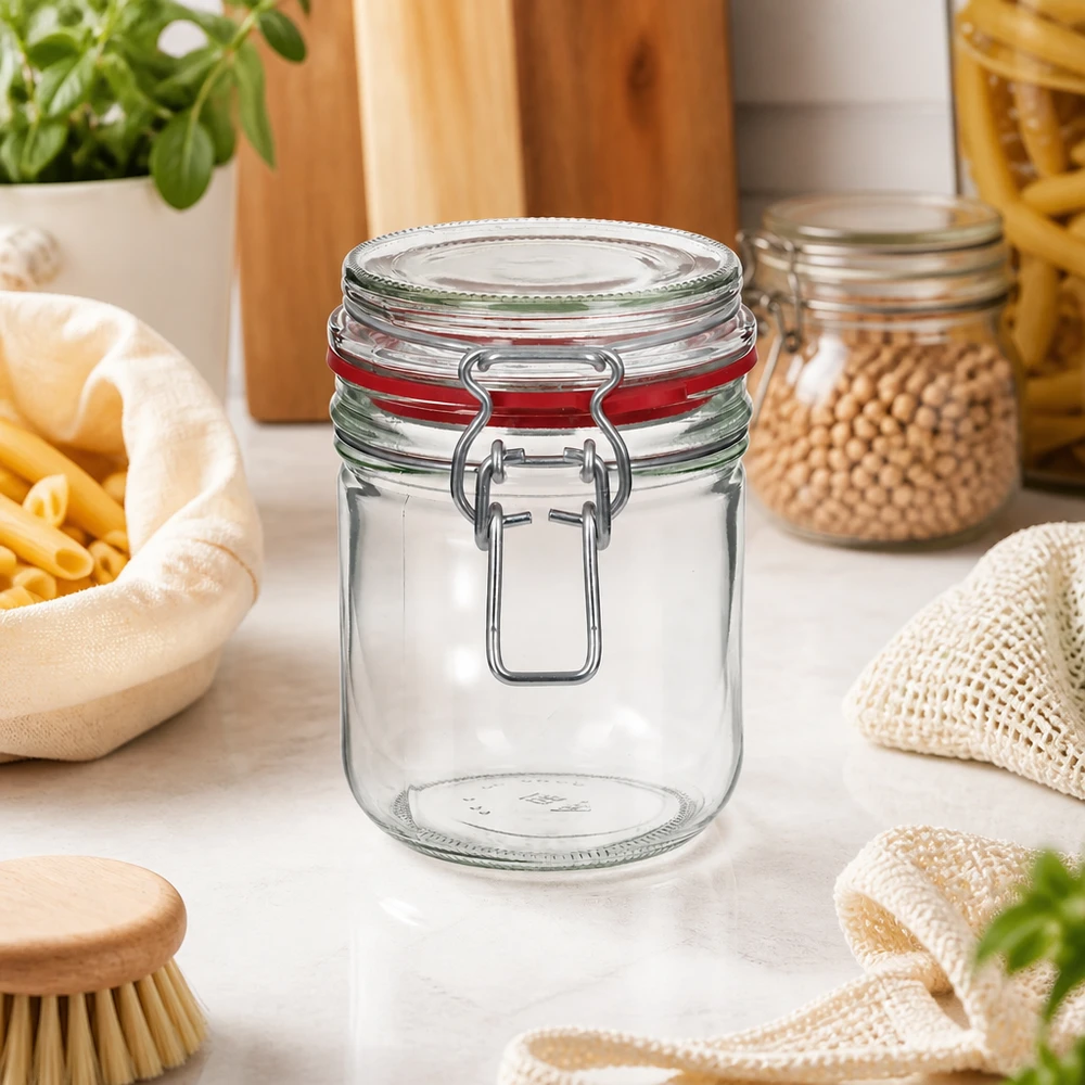 400ml Vorratsglas Typ G mit Bügelverschluss UN.. Traditionelles 400ml Einweckglas mit bewährtem Bügelverschluss für authentische Küchenausstattung
