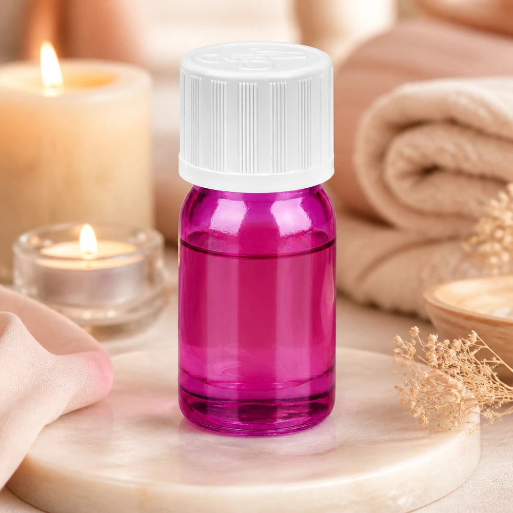 Elegante violette 5ml Tropfflasche aus Glas perfekt für Reise und unterwegs